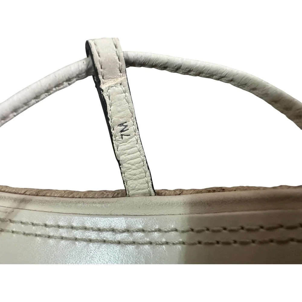Tory Burch Cream Leather Woven Lace Up Gladiator Sandals Espadrille Trim Flat